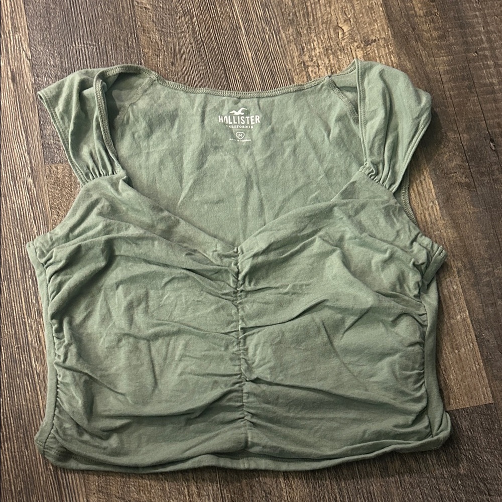 Hollister Green Fitted Ruched Tank Top